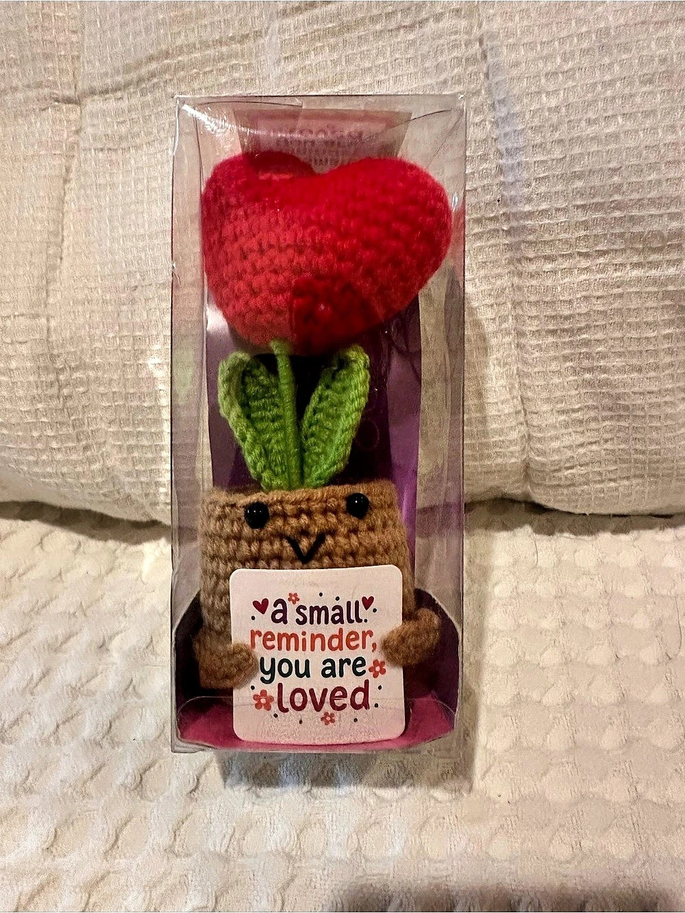 Flowers Crochet Red Heart Potted Plant - Great gift to brighten someone’s day
